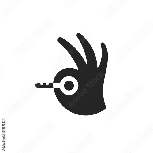 Secure Logo Template Using Key And Hand Symbol