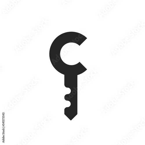 Letter C, Secure Logo With Key Symbol