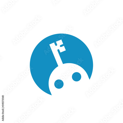 Secure Logo Template Using Robot And Key Symbol