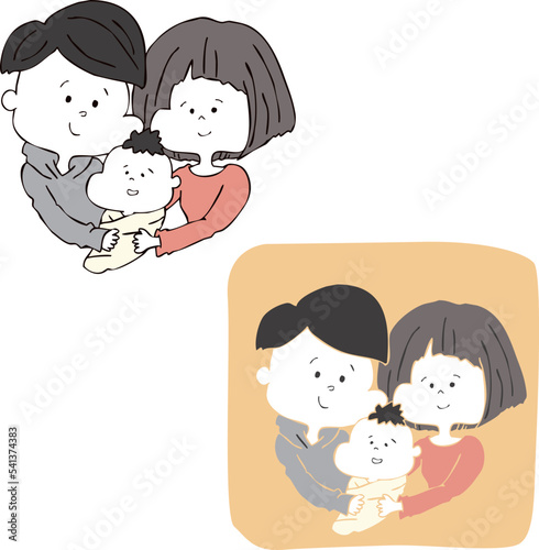赤ちゃんと両親