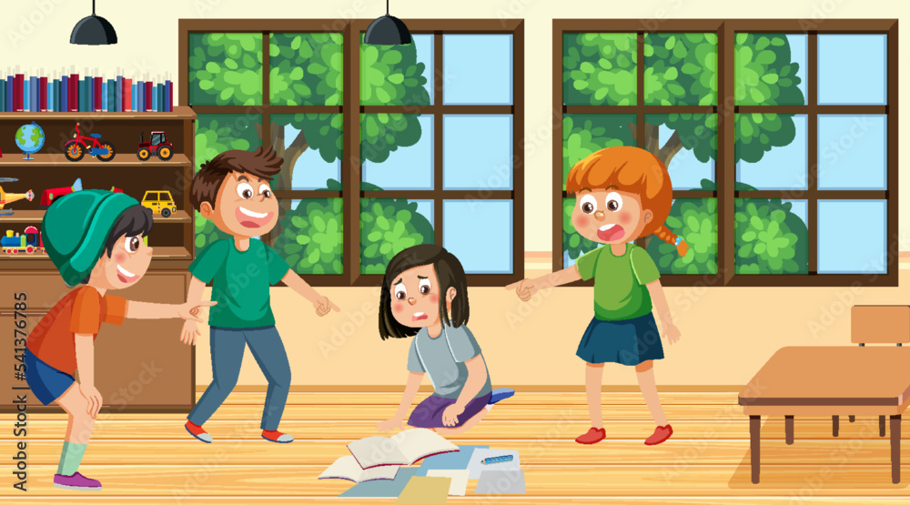 Kids bullying their friend at school Kids bullying their friend at school