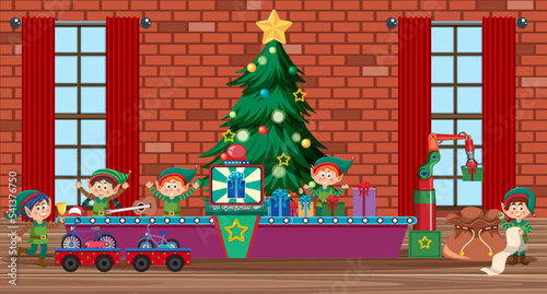 Elves making Christmas presents