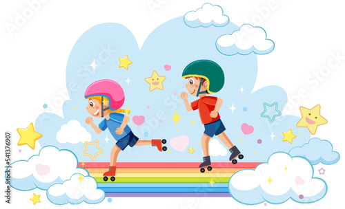 Happy kids on rainbow © brgfx