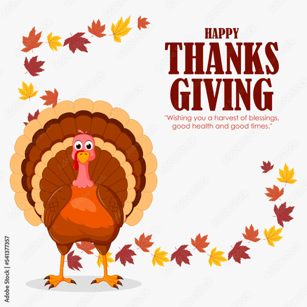 Vector illustration for Happy Thanksgiving day banner with Turkey