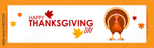 Vector illustration for Happy Thanksgiving day banner with Turkey