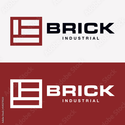 Set Letter B Monogram Piled Up Brick Stone Shape Brand Identity Business Material Renovation Logo Design Vector