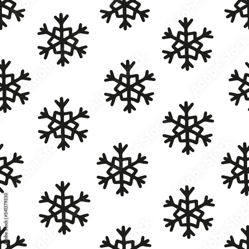 Black and white Snowflake pattern Symbol of winter