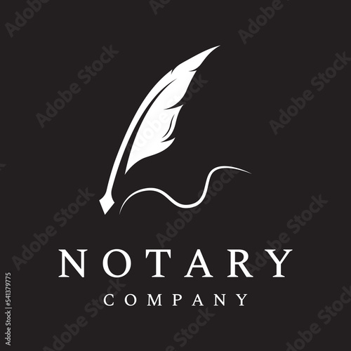 Creative design of pen template logo with hipster quill for author or author, signature.