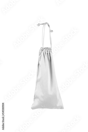  gray drawstring bag isolate, transparent background