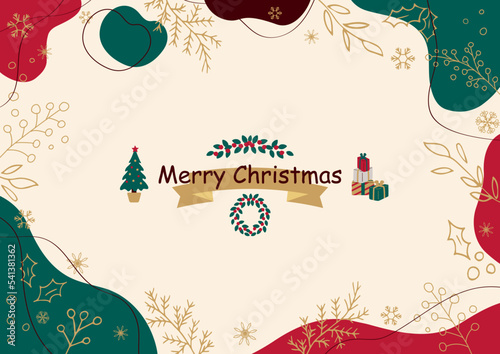 クリスマス背景手描きの葉