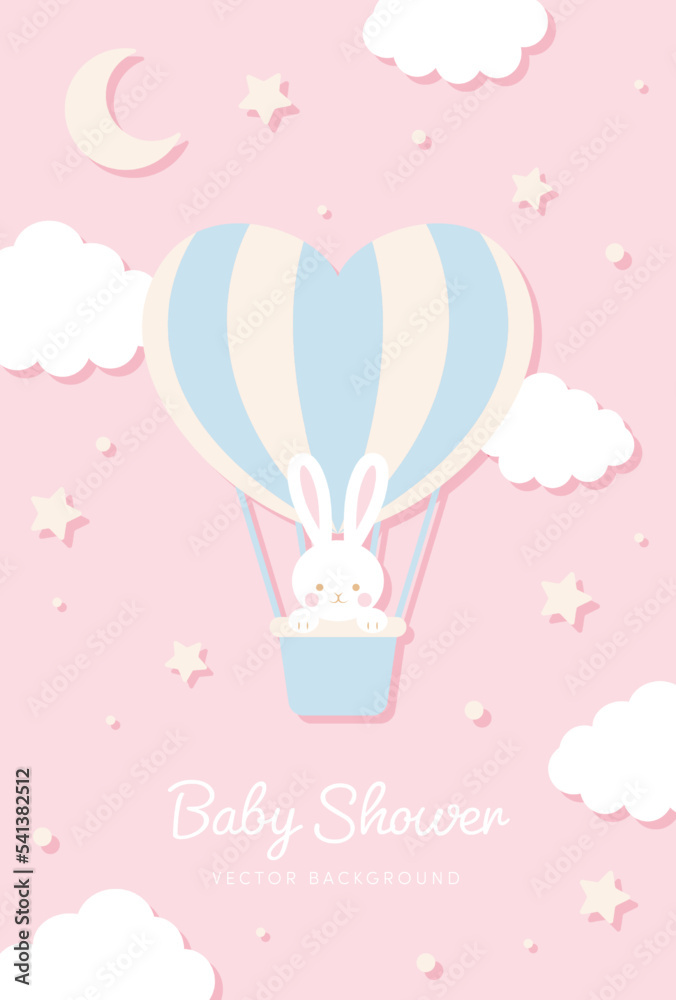 vector background with a rabbit in a hot-air balloon in the sky for banners, baby shower cards, flyers, social media wallpapers, etc. vector background with a rabbit in a hot-air balloon in the sky for banners, baby shower cards, flyers, social media wallpapers, etc.