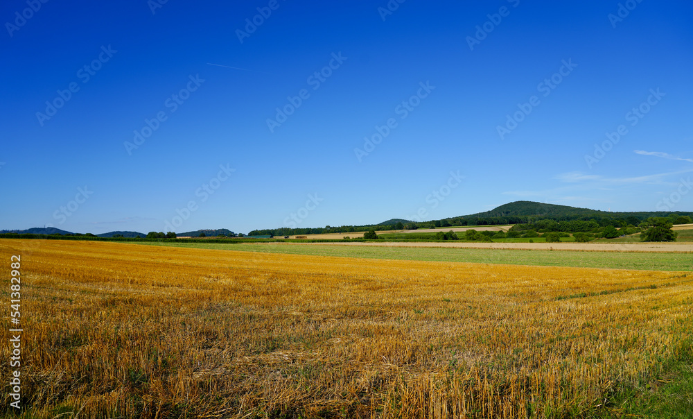 Countryside near Schauenburg. Nature with hills and fields.
