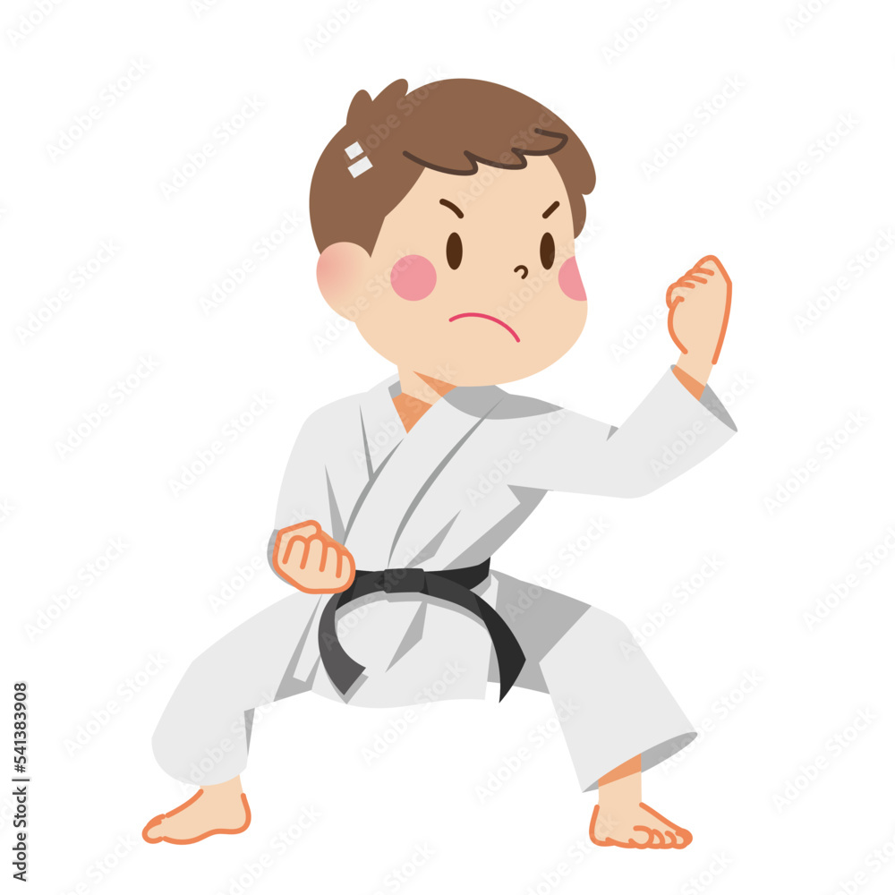 Boy doing karate stance Boy doing karate stance