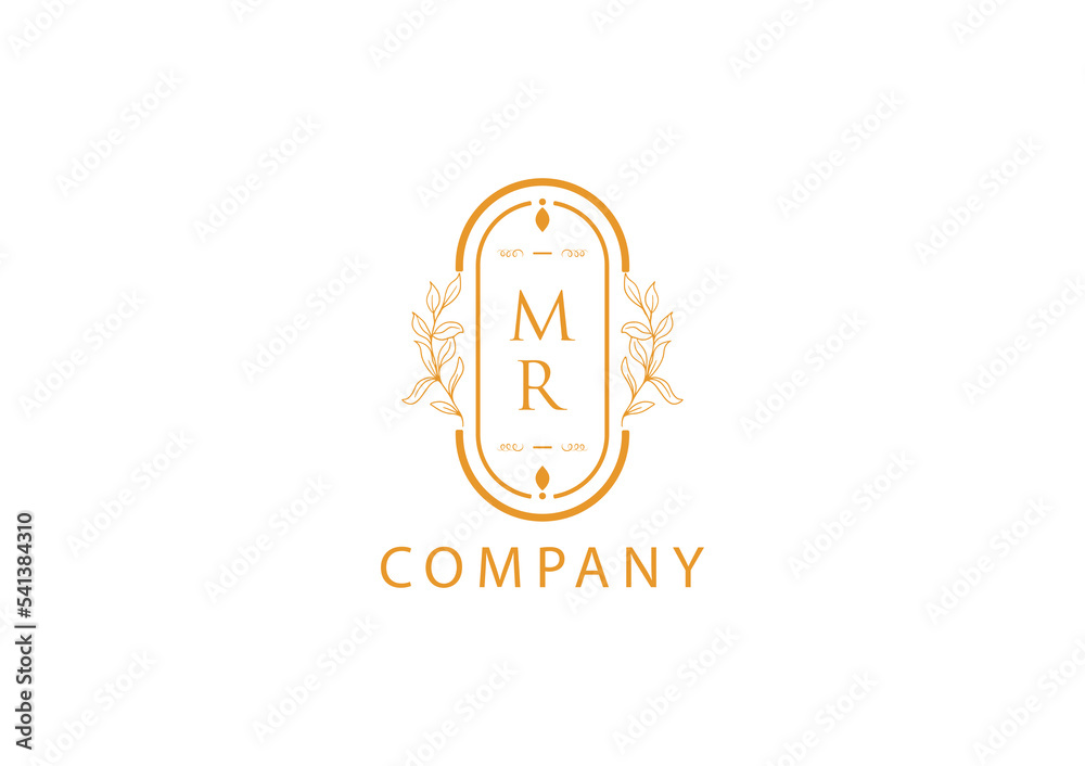 M,R Typography Flourishes Rounded Logogram Beauty Logo