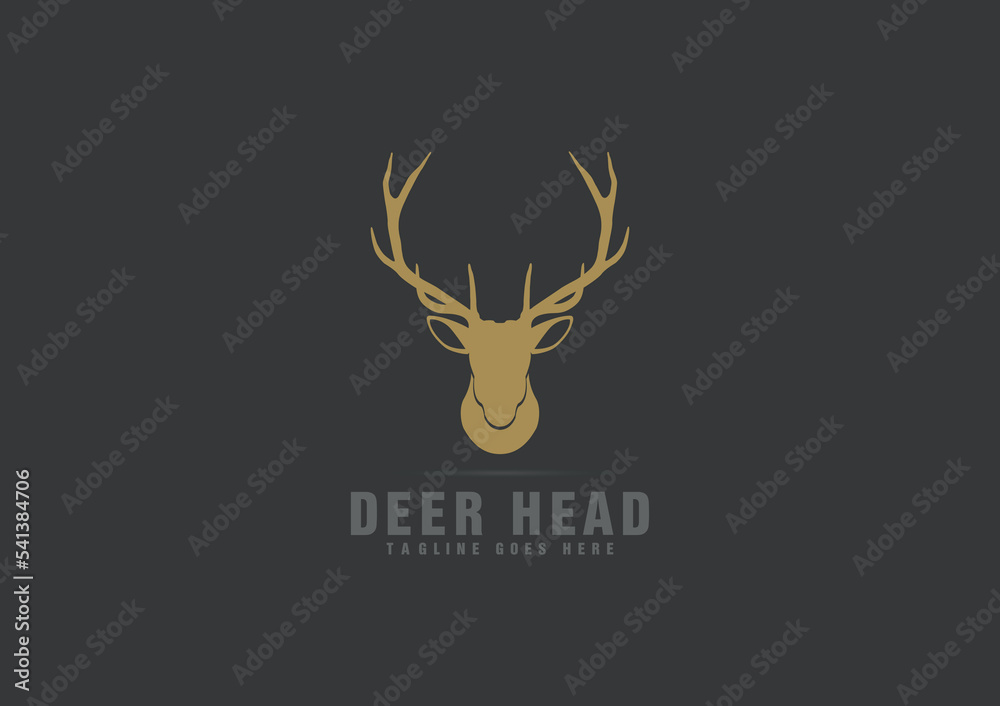 Deer Hunter Logo, Badge, Emblem, Label Design Template. Vector Illustration Of Deer Head Silhouette And Arrow. Hunter Club, Deer Hunting Symbol Icon Deer Hunter Logo, Badge, Emblem, Label Design Template. Vector Illustration Of Deer Head Silhouette And Arrow. Hunter Club, Deer Hunting Symbol Icon