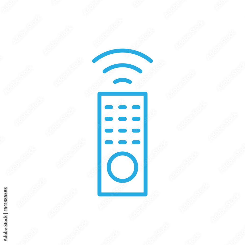 Eps10 Blue Vector Remote Control TV Line Art Icon Isolated On White