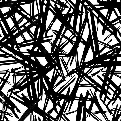 Seamless pattern with black pencil brushstrokes