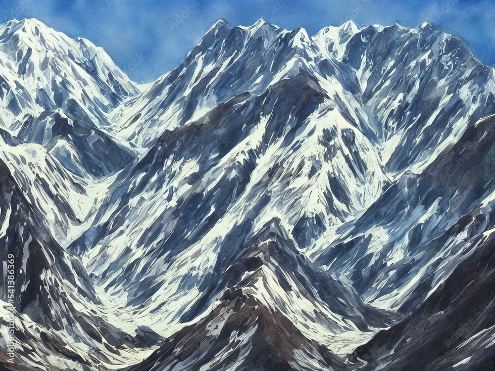 Karakoram Mountain in Winter Season - Digital Painting