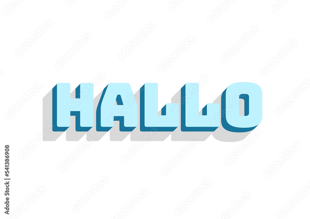 Part of a series of illustrations about greetings in various languages: hallo (German). Fancy classy big lettering, isolated.
