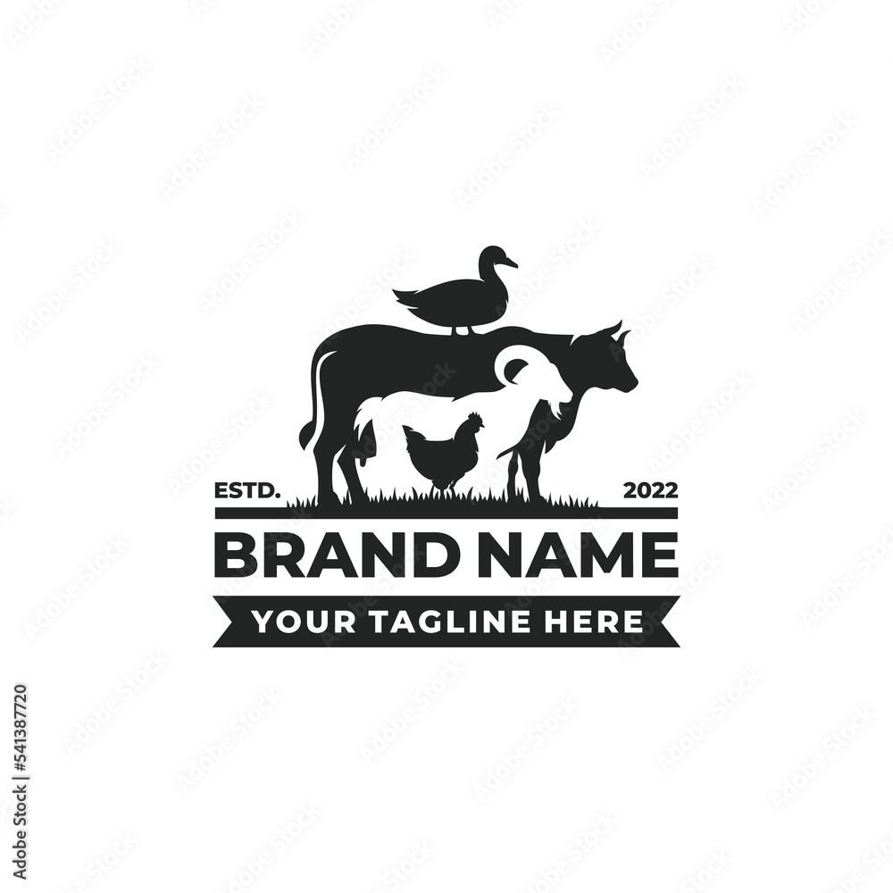 Farm animal logo design vector Farm animal logo design vector