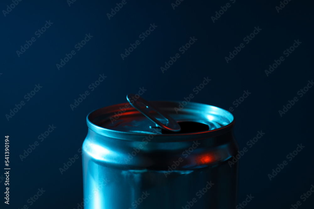 Concept of drink, blank can, close up Concept of drink, blank can, close up