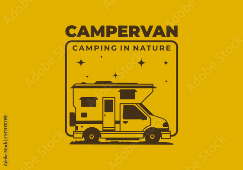 Vintage art illustration of a camper van