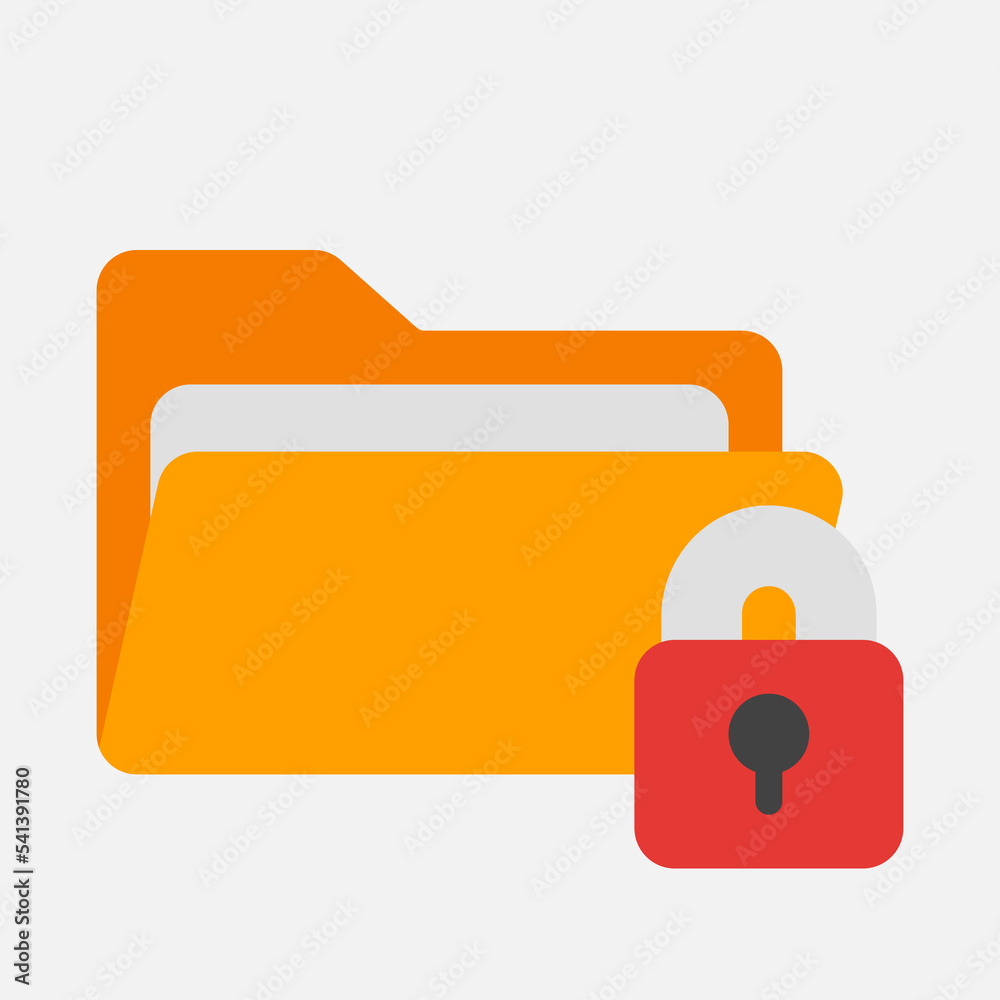 Padlock icon in flat style about folders, use for website mobile app presentation Padlock icon in flat style about folders, use for website mobile app presentation