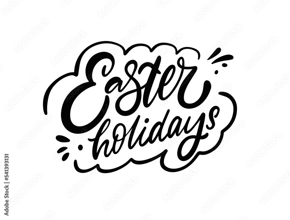 Easter Holiday lettering phrase in black, capturing the essence of the festive season. Perfect for adding a touch of elegance to your Easter-themed designs or decorations.