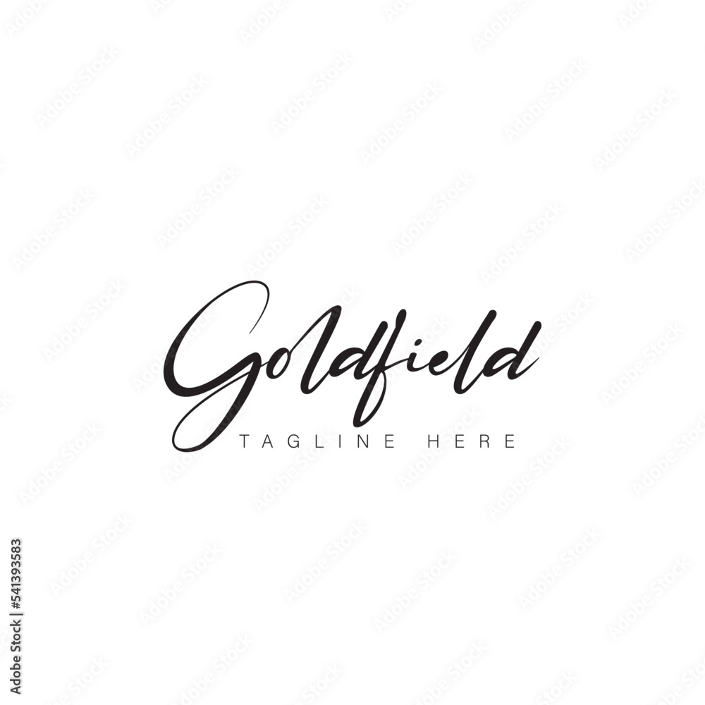 Goldfield  Vector illustration, paint with brush. Isolated phrase on white background.