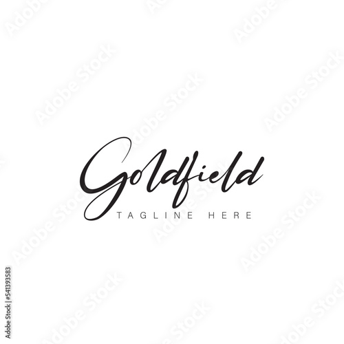 Goldfield  Vector illustration  paint with brush. Isolated phrase on white background.