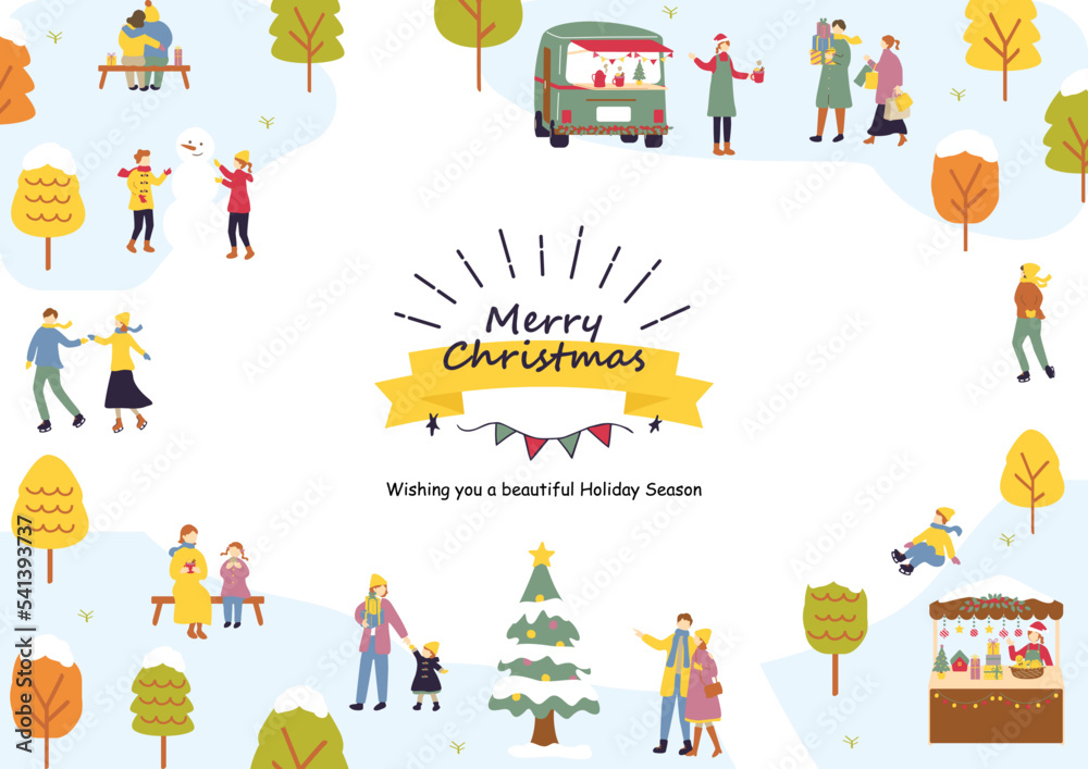 Naklejka premium クリスマスを楽しむ人達