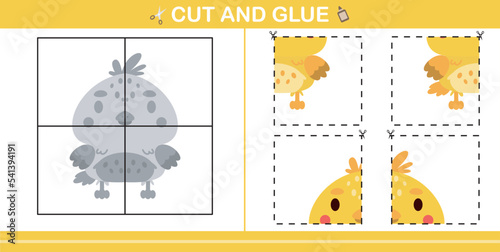 cute cartoon .education paper game for kindergarten and preschool.cut and glue game for kids