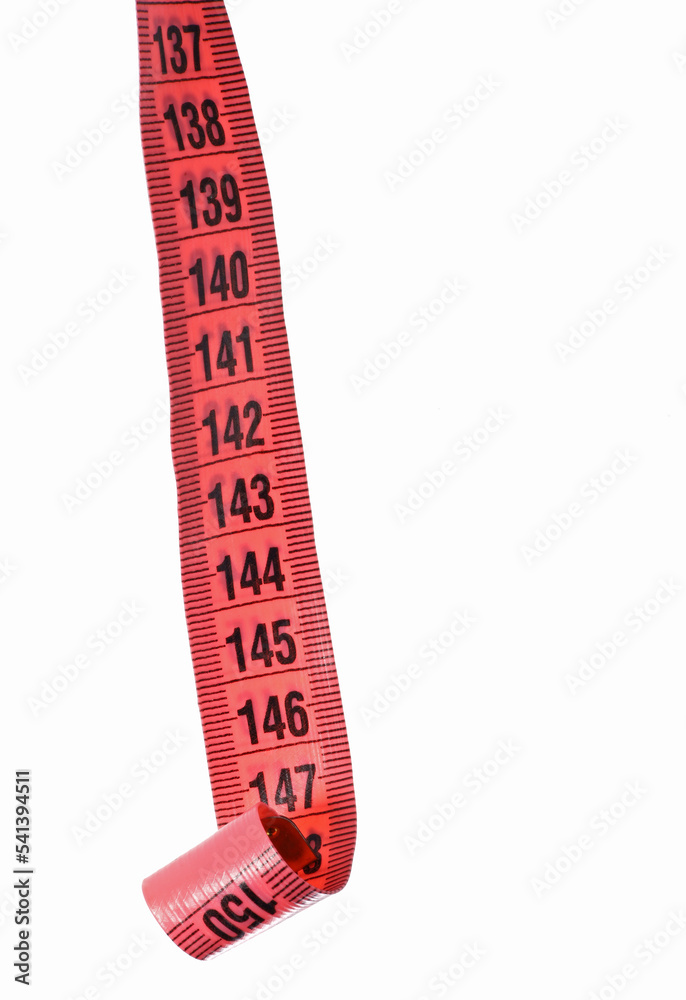 red measuring tape isolated on white background red measuring tape isolated on white background