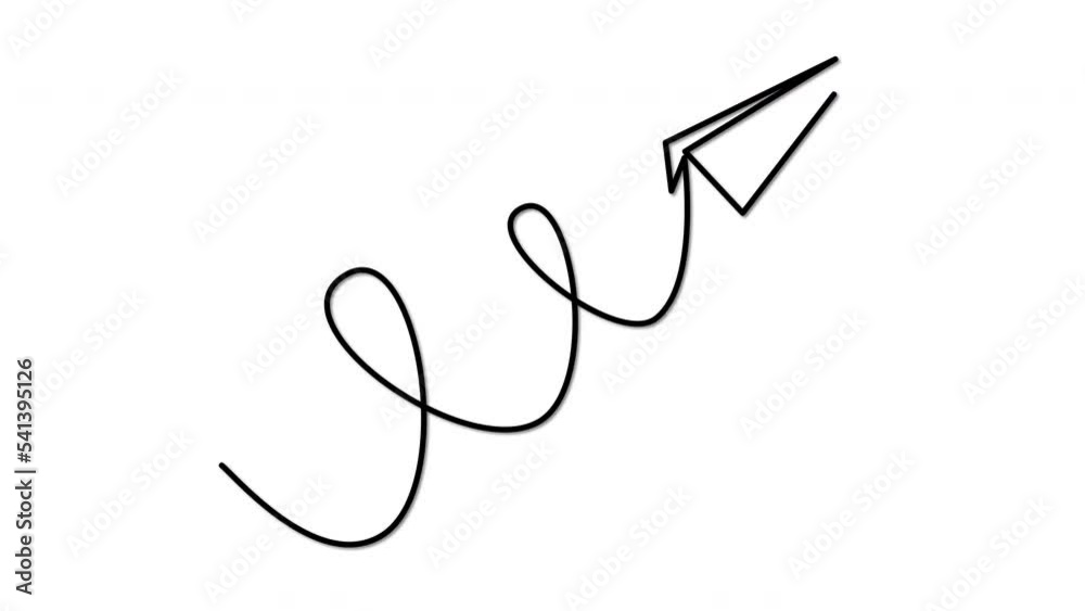 Paper plane, flying airplane self drawing animation. Line art. White  background. Stock Video | Adobe Stock