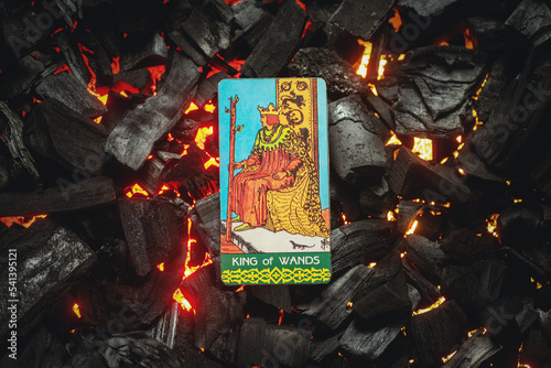 Valokuva King of wands Tarot card. Moscow, Russia MAY 15, 2022
