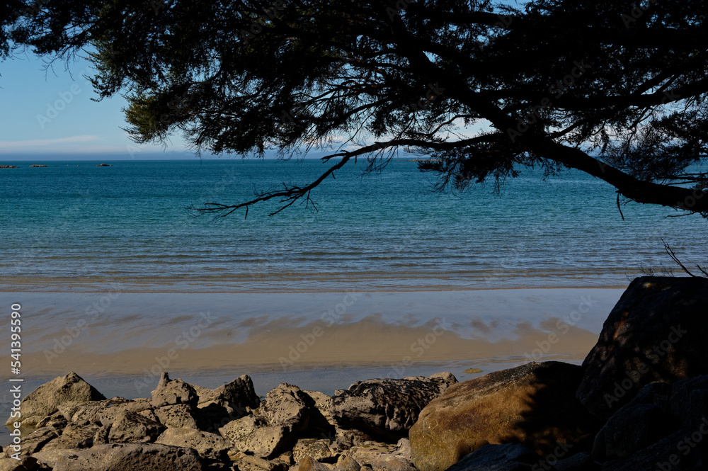 The sandy beach and welcoming waters of Bark Bay