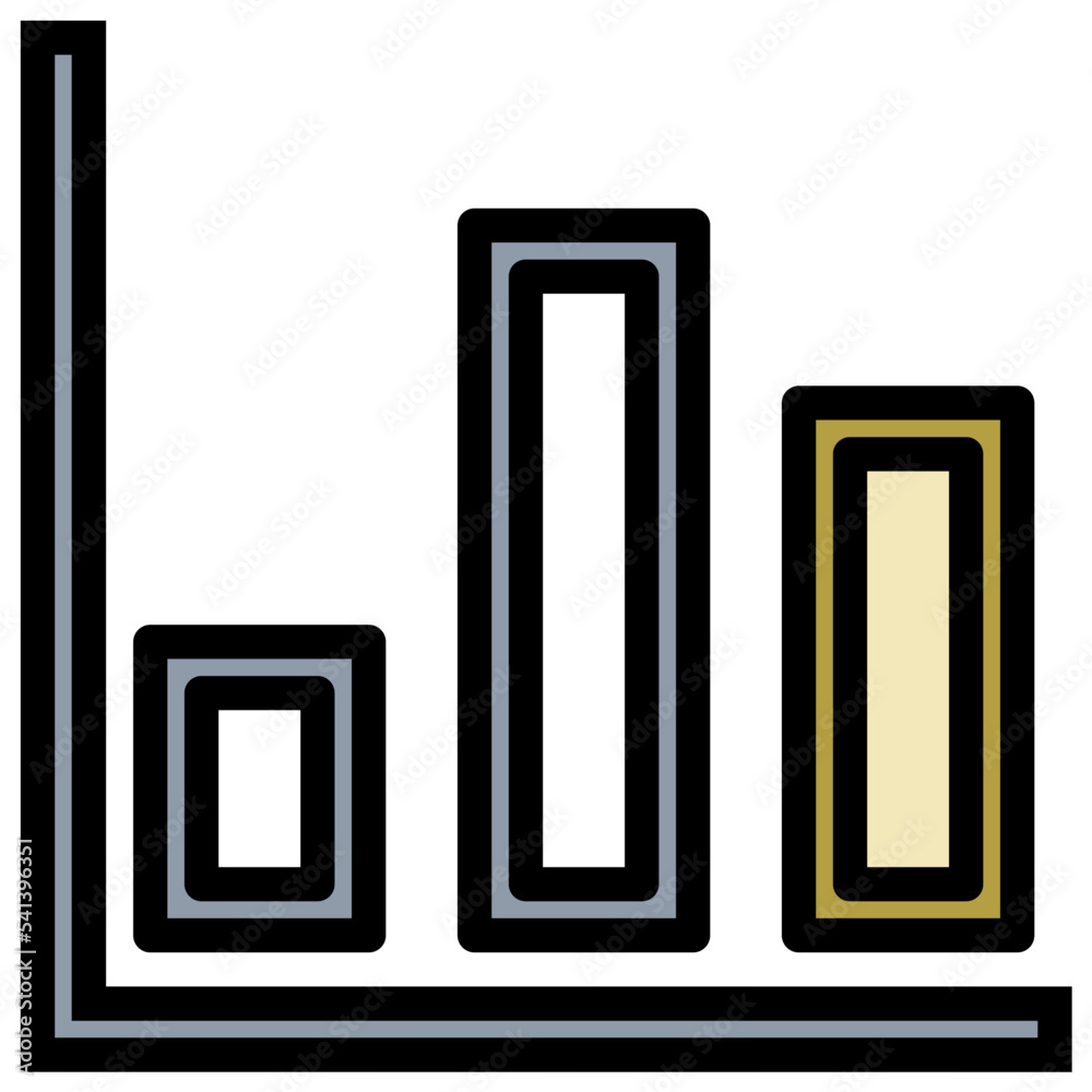 Bar Chart Colored Line Icon Bar Chart Colored Line Icon