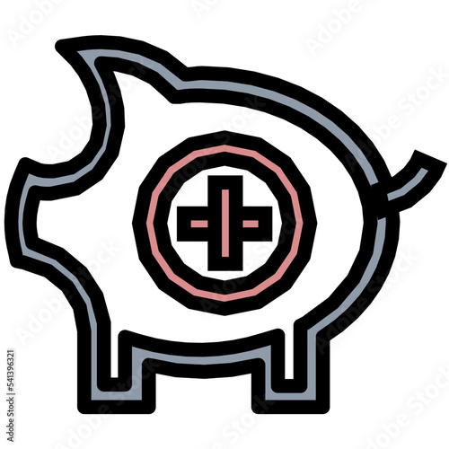 Add Piggy Bank Colored Line Icon
