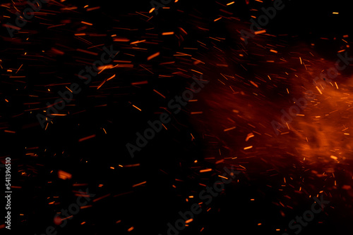 fire flame with sparks on black background