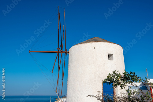 Windmill at Oia town on Santorini island