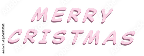 Pink letter of Merry Christmas in 3D rendering cute cartoon style