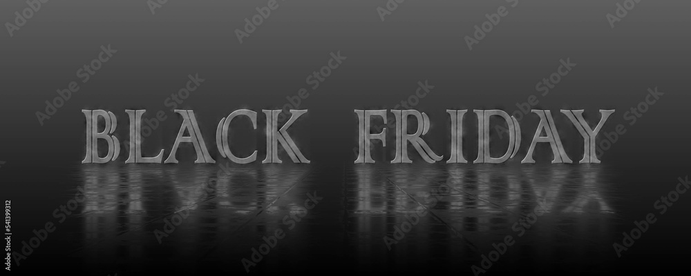 Obraz premium Reflection effects on a structured surface - blurred lettering Black Friday illuminated over the background - 3D Illustration