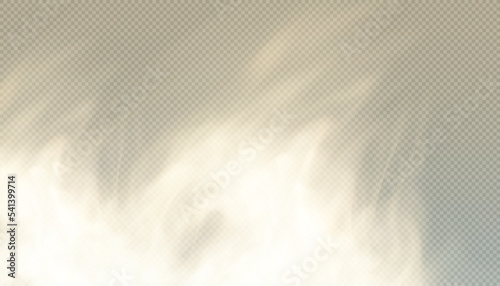 Smoke yellow fog background effect. Vector steam fog texture with gas yellow effect.