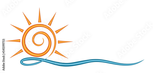 Sun and Blue Wave Symbol.