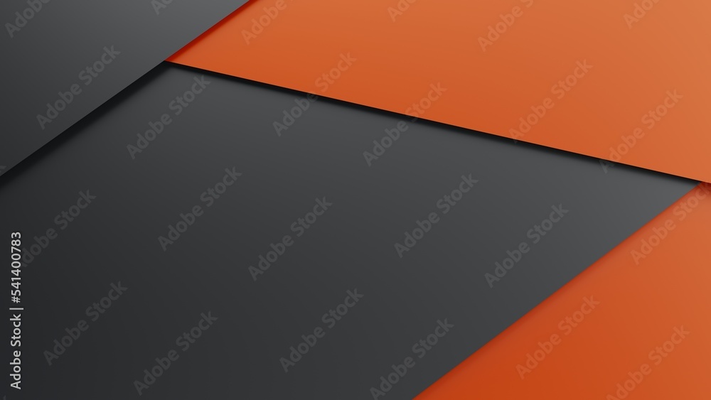 Overlapping black-orange paper planes layer. Abstract background. 3D high quality rendering. 3D illustration. 3D CG. Overlapping black-orange paper planes layer. Abstract background. 3D high quality rendering. 3D illustration. 3D CG.