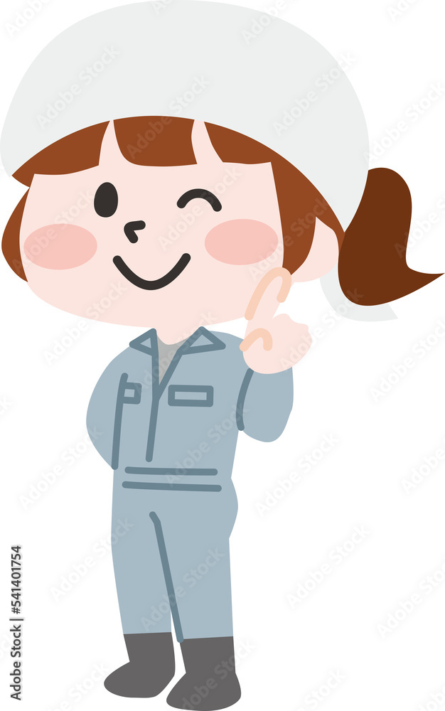 タオルを巻いた女性の作業員イラスト