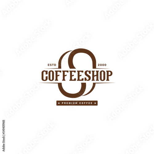 Coffee shop vintage logo design. Coffee bean hipster logo design. Vector format logo.