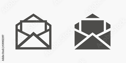 open envelope icon vector set. letter, mail, envelope, message, sms, email vector icon symbol isolated 