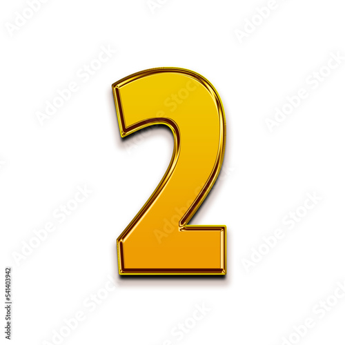 Number 2 3d Gold One