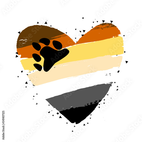 The flag of the bear brotherhood in the shape of a big heart. A colorful logo of one of the LGBT flags. Gay bear. Sexual identification. Vector